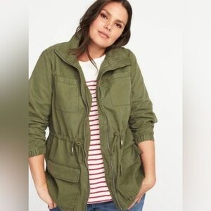 NWT Women’s M Old Navy Cinched Waist Utility Military Field Trail Jacket Coat